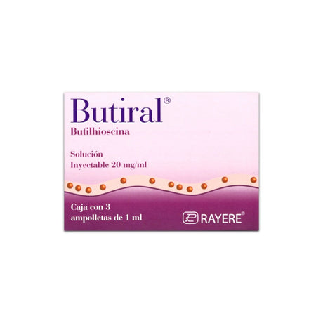 Butilhioscina Butiral Solución Inyectable 20 Mg / Ml Con 3 Ampulas 7502003380576