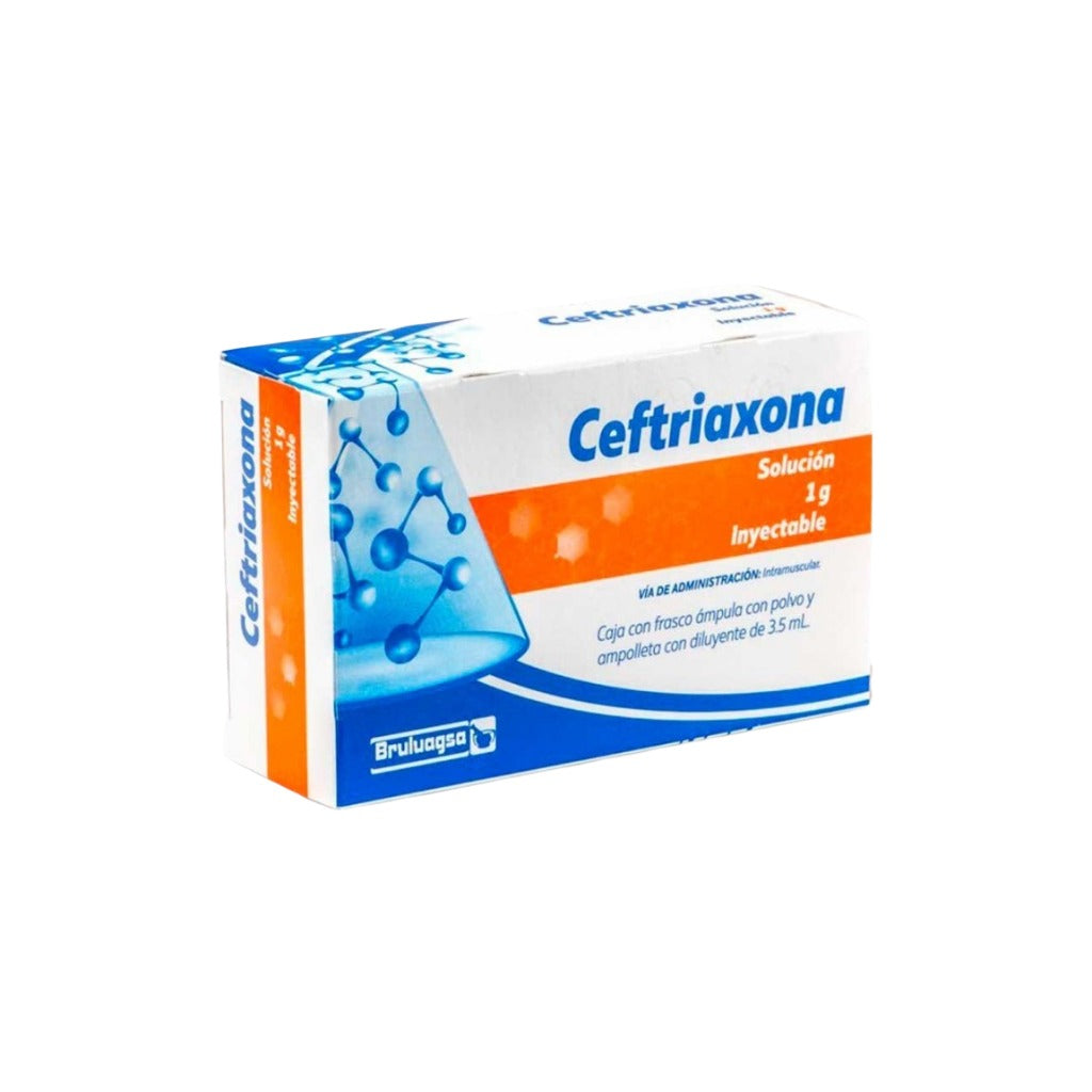 Ceftriaxona Frasco Ampula Con Polvo Y Ampolleta De 3.5 Ml 1G Bruluart Gi 7502208894557