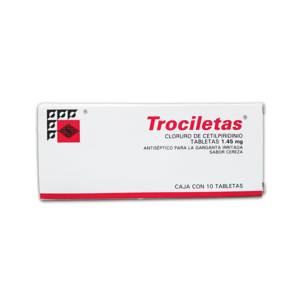 Cetilpiridino Trociletas 1.45 Mg Con 10 Tabletas Sabor Cereza 7501547522220