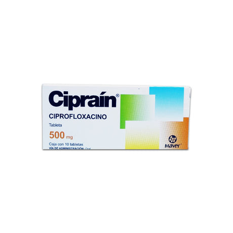 Ciprofloxacino Ciprain 500 Mg Con 10 Tabletas 7503000422436