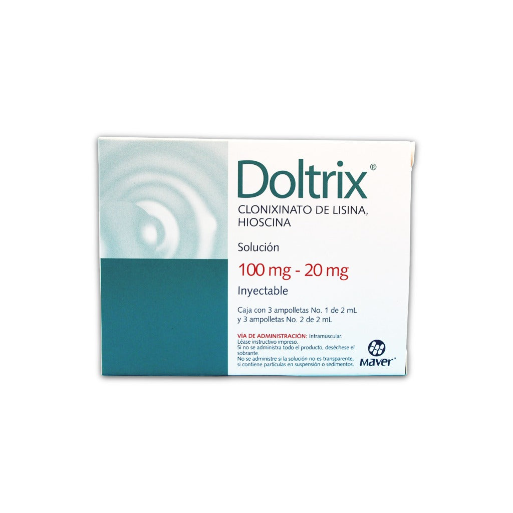 Clonixinato Lisina Hioscina Doltrix Solución Inyectable 100 Mg / 20 Mg Con 3 Ampulas 7502009741326