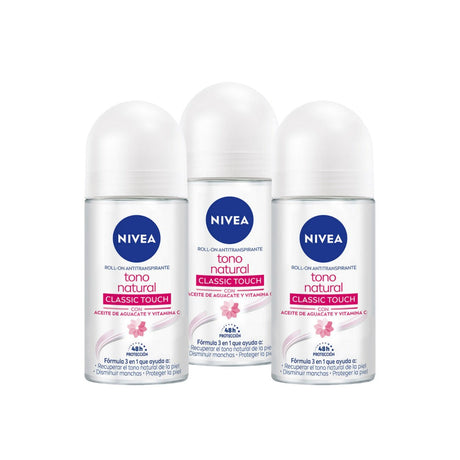 Desodorante Nivea Classic Touch Roll-On Pack 3 Piezas 7501054554639