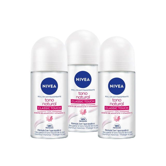 Desodorante Nivea Classic Touch Roll-On Pack 3 Piezas 7501054554639