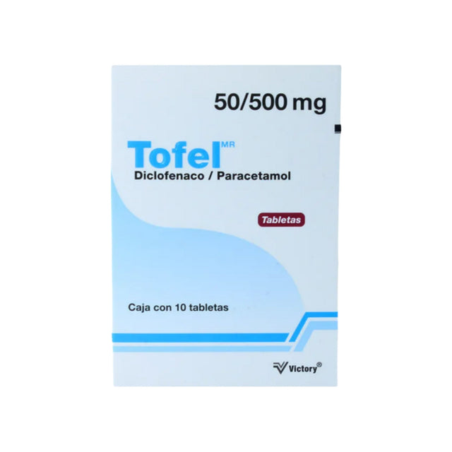 Diclofenaco Paracetamol Tofel 50 / 500 Mg Con 10 Tabletas 656599040226