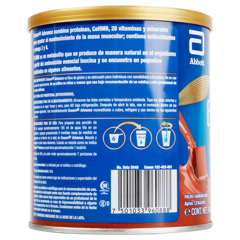 Ensure Advance Chocolate Polvo 400 G Formula 7501033960888 6