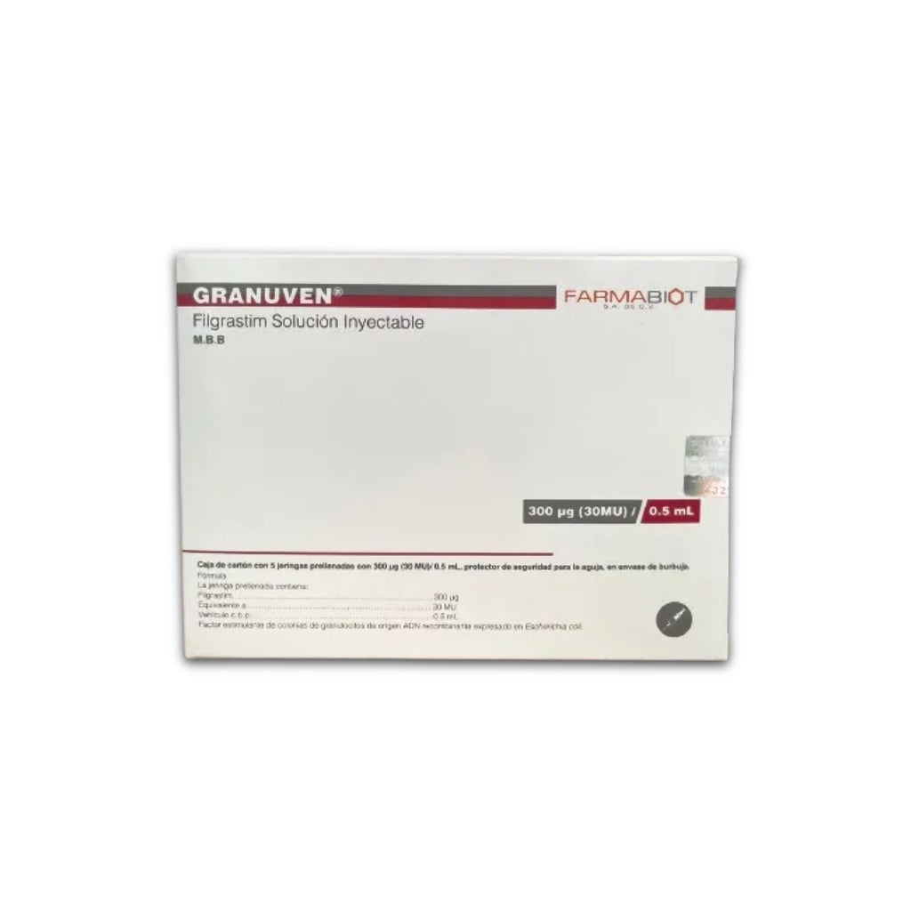 Granuven Filgrastim 300 Ug Solución Inyectable Con 5 Farmabiot 7506335703560