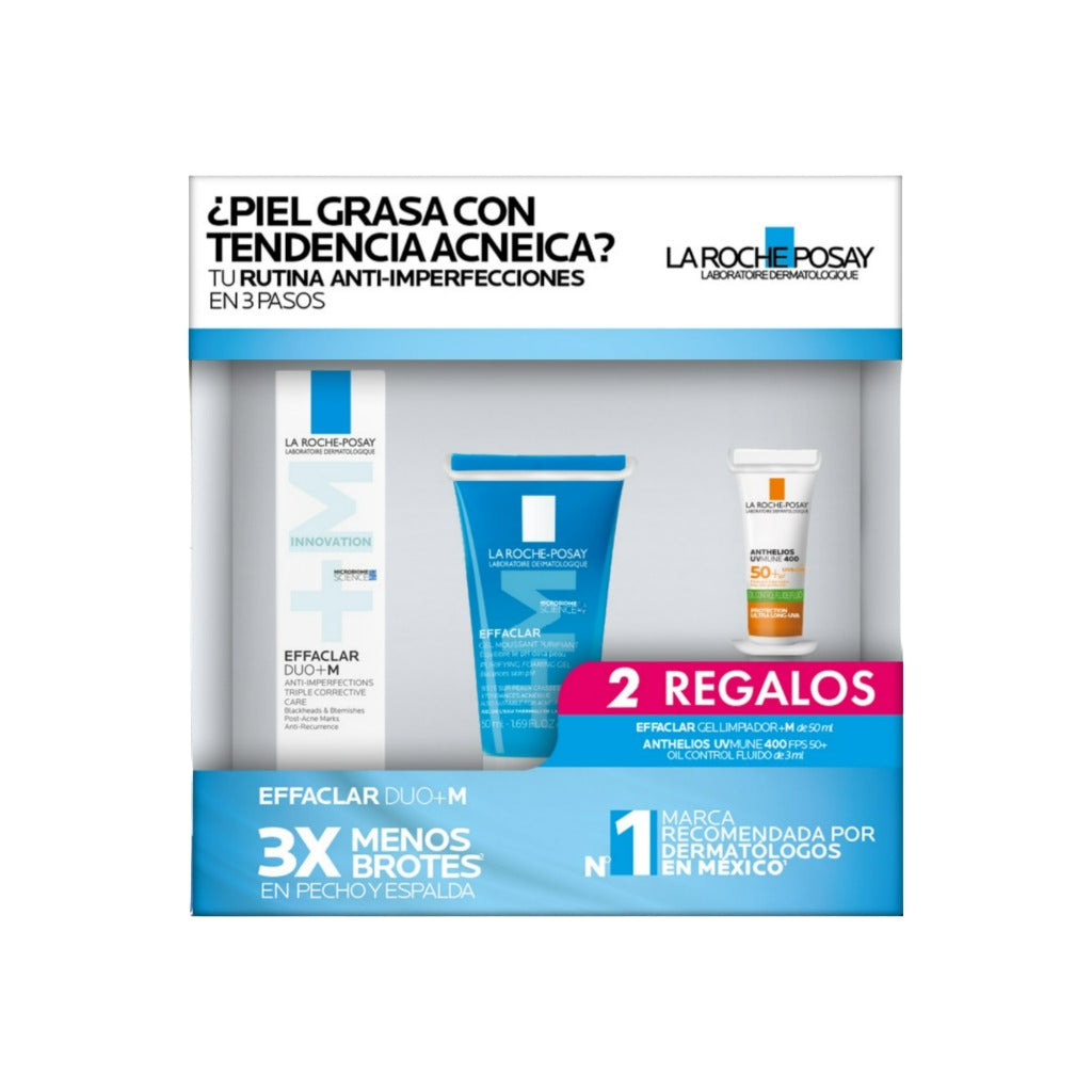 Kit Effaclar Duo+M 40Ml+Effaclar Gel Moussant 50Ml+ Anthelios Uve Mune 400 3Ml La Roche Posay 7509552973624