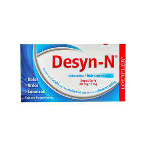 Lidocaina Hidrocortisona Desyn-N 60/5Mg 6 Supositorio 7502211788928