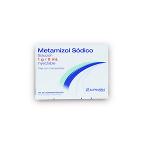 Metamizol Sodico Inyectable 1 G / 2 Ml Ampulas Con 3 Alpharma 7502226293776