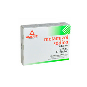 Metamizol Sodico Solución Inyectable 1 Gr / 2 Ml 3 Ampulas Amsa Generico 7501349022126
