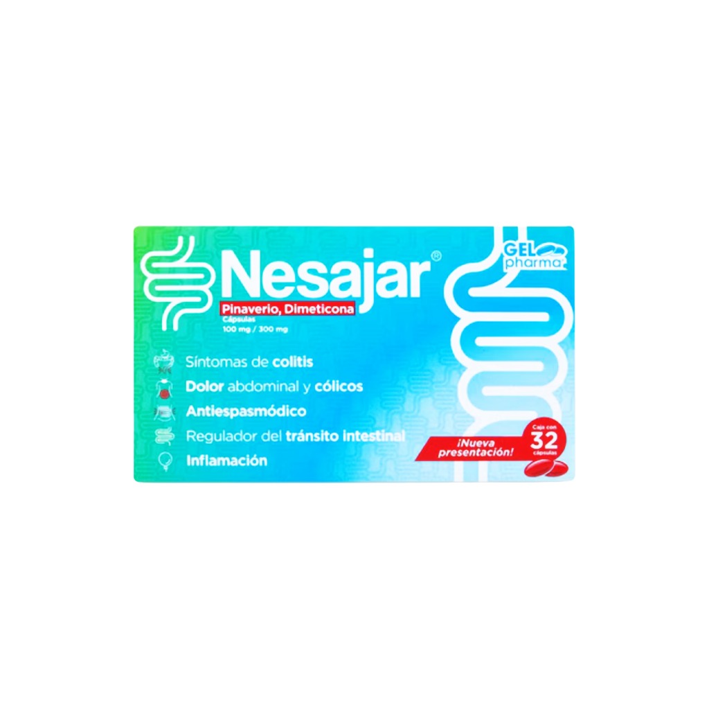 Pinaverio / Dimeticona 100 / 300 Mg Con 32Capsulas Nesajar 7502227426456