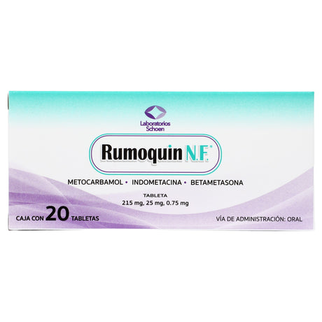 821998000571-Metocarbamol Indometacina Betametasona 215,25,0.75 / Con 20 Tabletas Rumoquin N.F.-1