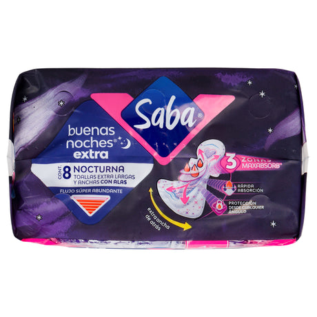 7501019036620-Toallaa Saba Buenas Noches Extra Noturna Con 8 Piezas-6