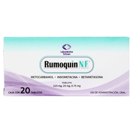 821998000571-Metocarbamol Indometacina Betametasona 215,25,0.75 / Con 20 Tabletas Rumoquin N.F.-6
