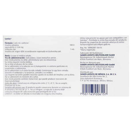 7501165006157-Lantus Solostar 100Ui 3 Ml Con 5N-7