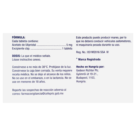 7506352500012-Esmya 5 Mg Con 28 Tabletas Acetato De Ulipistral-6