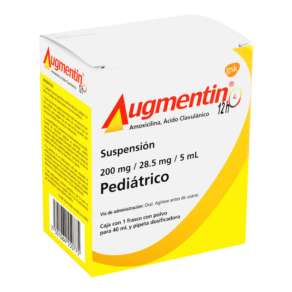 7501064550775-Augmentin Ped 200 / 28.5 / 5 40 Ml Suspension 12Hrs-2