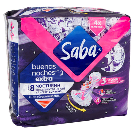 7501019036620-Toallaa Saba Buenas Noches Extra Noturna Con 8 Piezas-2