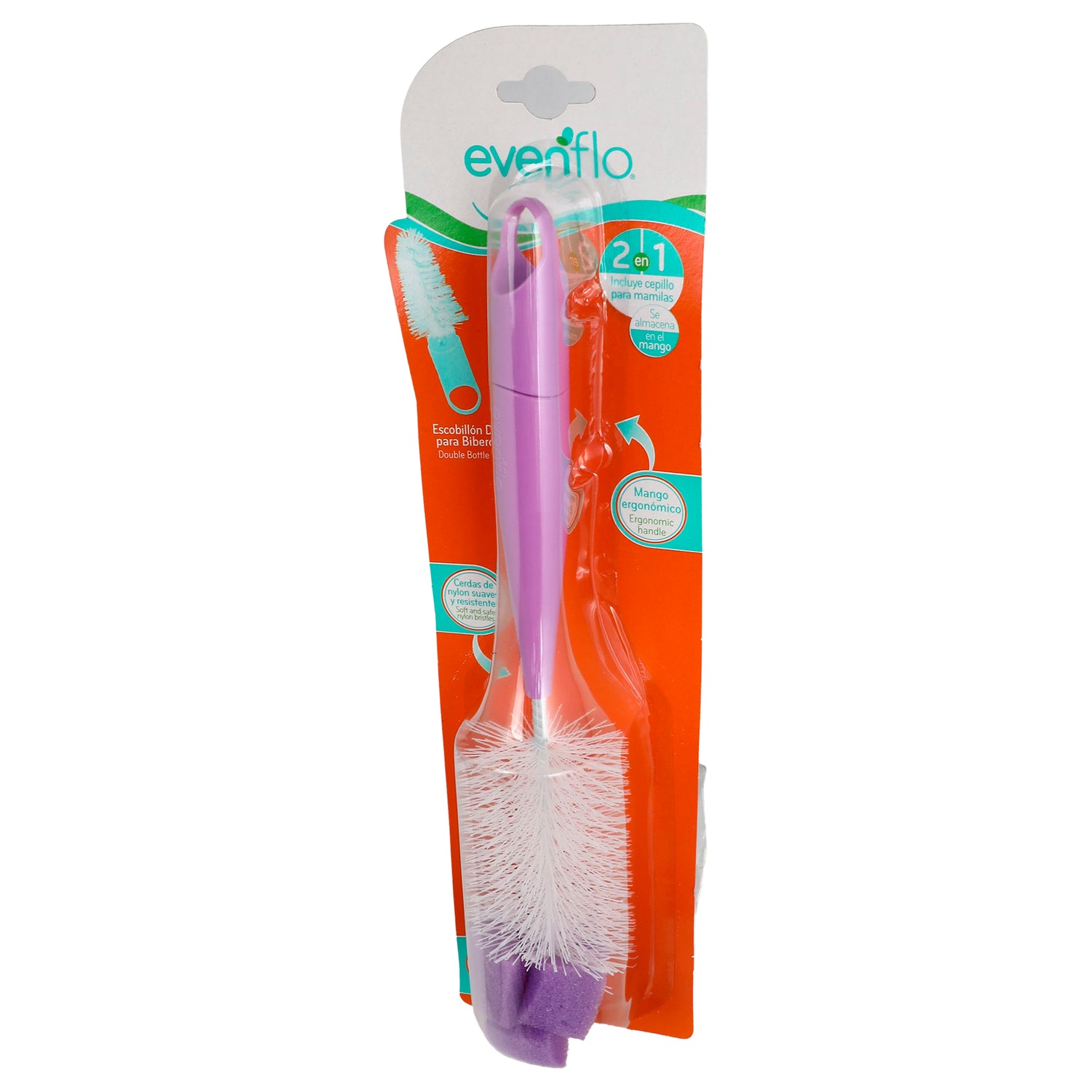 escobillon evenflo Escob Evenflo Doble Con Esponaranja Zoo – Farmacia Herrera