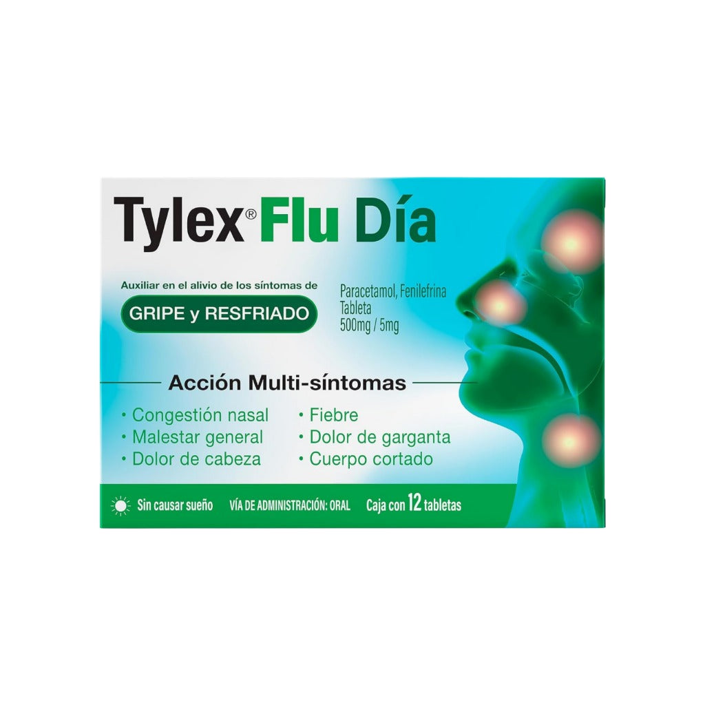 Tylex Flu Dia 500Mg/5Mg 12 Tabletas 7501007535111