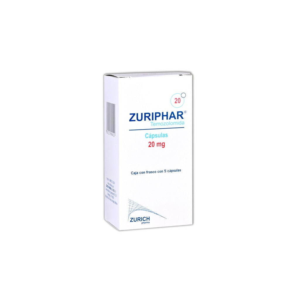 Zuriphar Temozolamida 20Mg 5 Capsulas 7502251890421